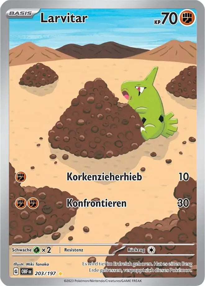 Larvitar 203/197 – Pokémon Obsidianflammen Karte
