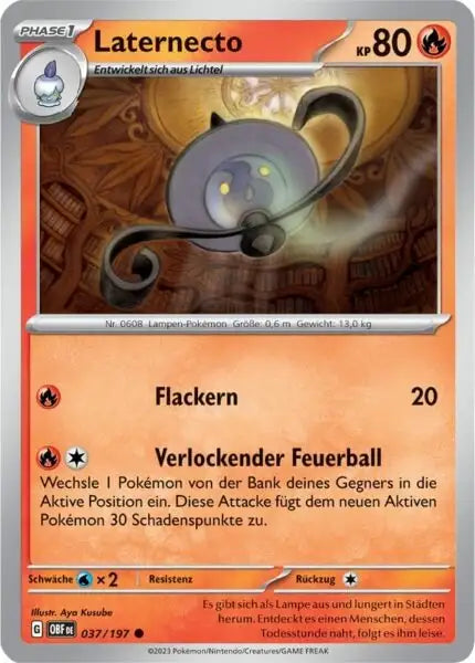 Laternecto 037/197 – Pokémon Obsidianflammen Karte