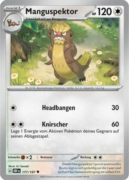 Manguspektor 177/197 – Pokémon Obsidianflammen Karte