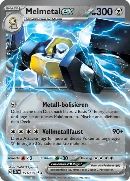 Melmetal ex 153/197 – Pokémon Obsidianflammen Karte