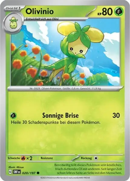 Olivinio 020/197 – Pokémon Obsidianflammen Karte