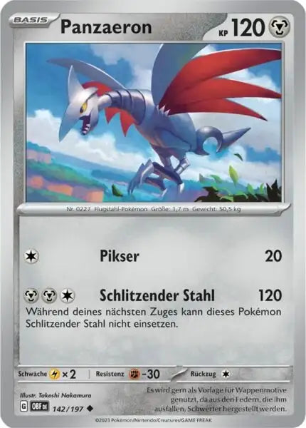 panzaeron 142/197 – Pokémon Obsidianflammen Karte