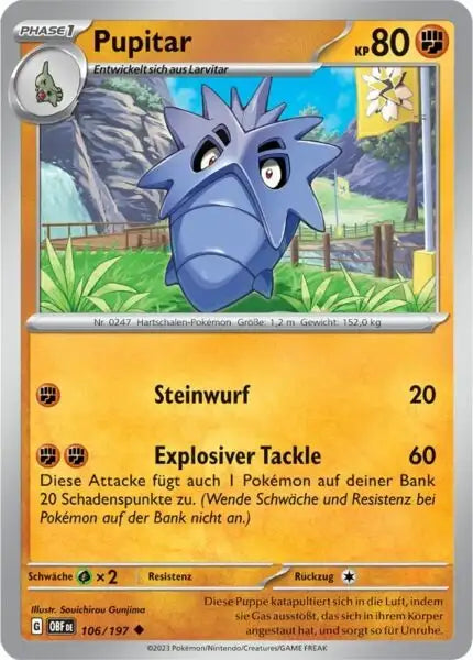 Pupitar 106/197 – Pokémon Obsidianflammen Karte