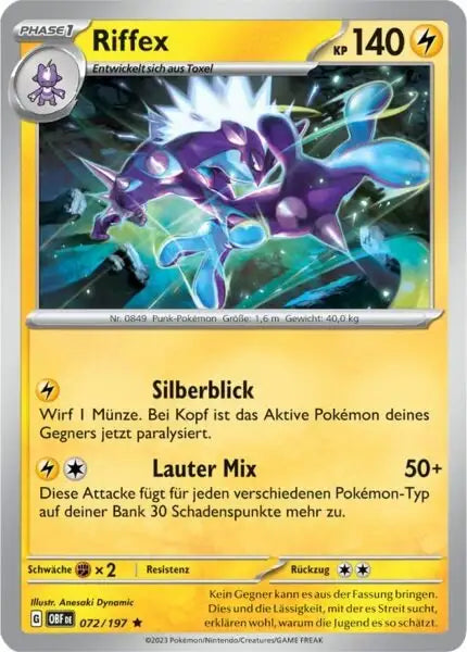 Riffex 072/197 – Pokémon Obsidianflammen Karte