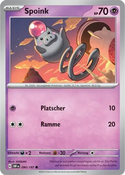 Spoink 090/197 – Pokémon Obsidianflammen Karte