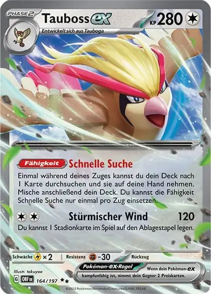 Tauboss ex 164/197 – Pokémon Obsidianflammen Karte