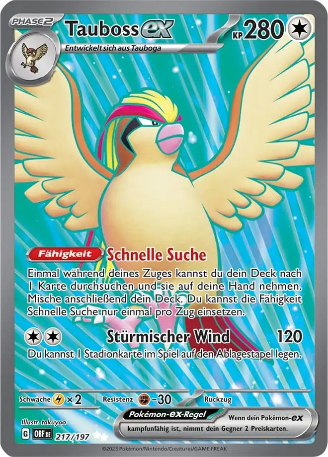 Tauboss ex 217/197 – Pokémon Obsidianflammen Karte