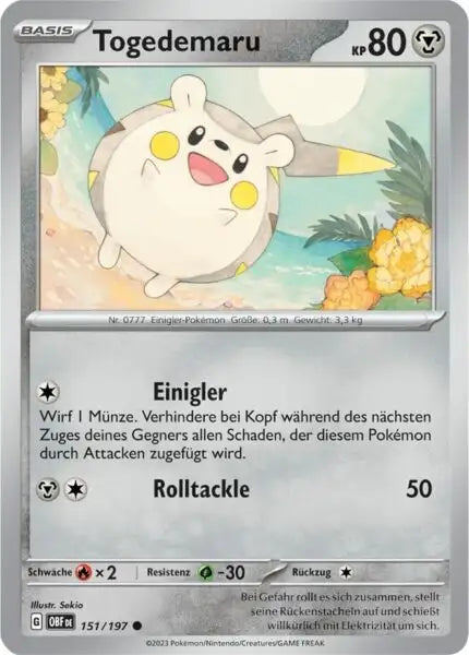 Togedemaru 151/197 – Pokémon Obsidianflammen Karte