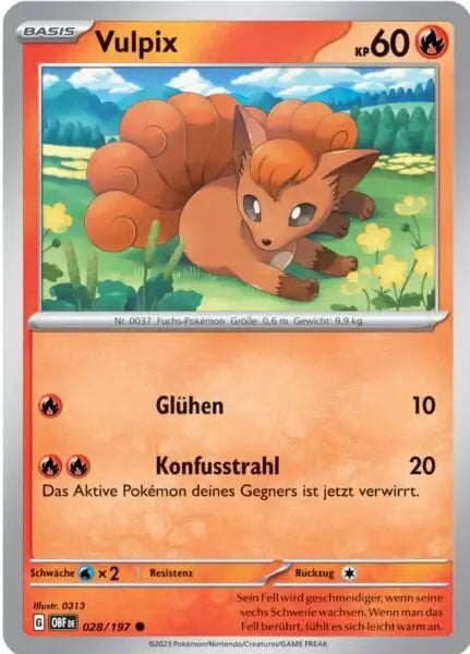 Vulpix 028/197 – Pokémon Obsidianflammen Karte