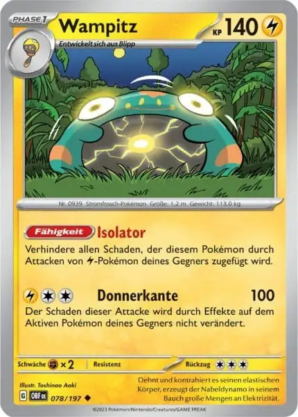 Wampitz 078/197 – Pokémon Obsidianflammen Karte