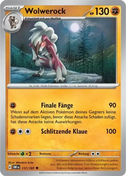 Wolwerock 117/197 – Pokémon Obsidianflammen Karte