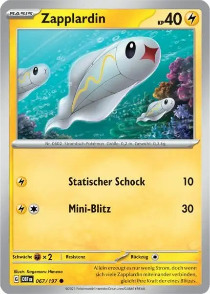 Zapplardin 067/197 – Pokémon Obsidianflammen Karte