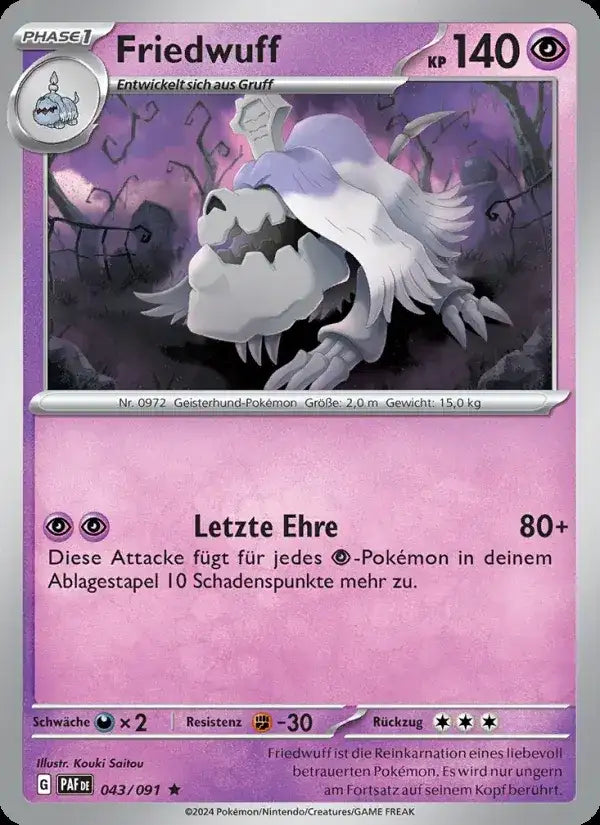 Friedwuff 043/091 – Pokémon Paldeas Schicksale Karte
