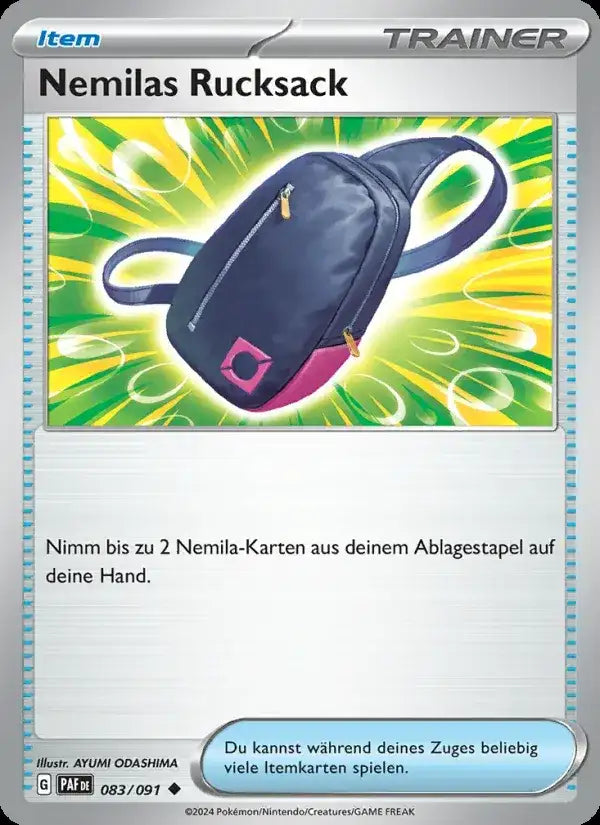 Nemilas rucksack 083/091 – Pokémon Paldeas Schicksale Karte