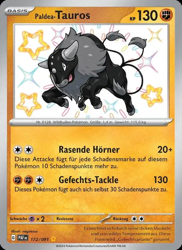 Paldea tauros 172/091 – Pokémon Paldeas Schicksale Karte