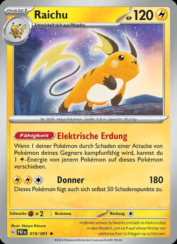 Raichu 019/091 – Pokémon Paldeas Schicksale Karte