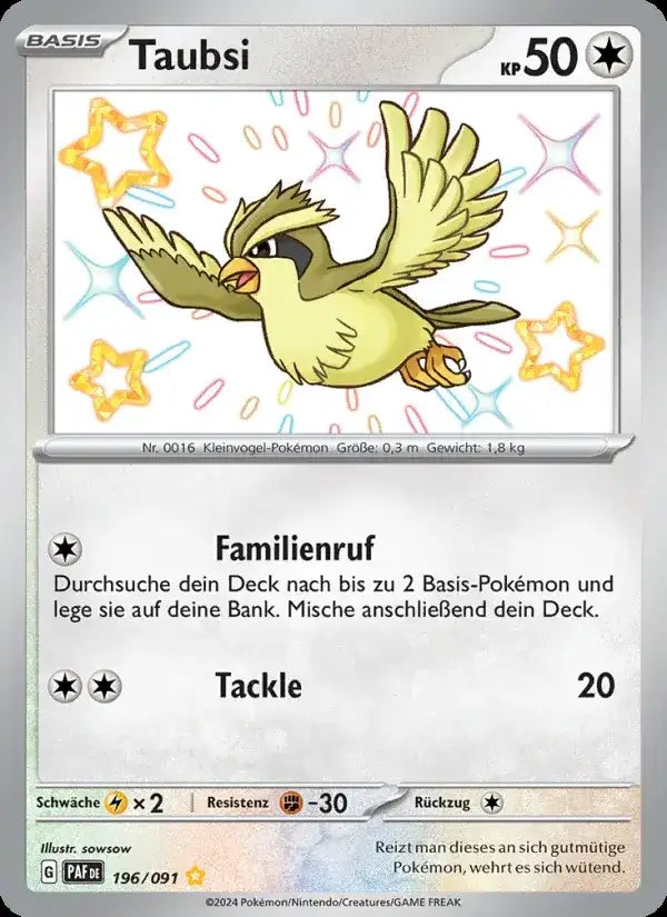 Taubsi 196/091 – Pokémon Paldeas Schicksale Karte