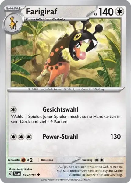 Farigiraf 155/193 – Pokémon Entwicklungen in Paldea Karte