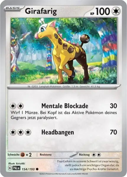Girafarig 154/193 – Pokémon Entwicklungen in Paldea Karte