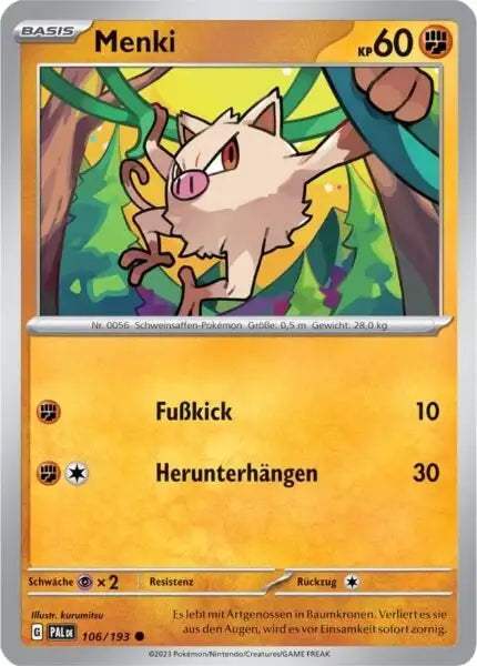 Menki 106/193 – Pokémon Entwicklungen in Paldea Karte