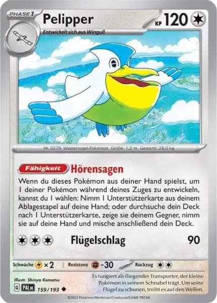 Pelipper 159/193 – Pokémon Entwicklungen in Paldea Karte