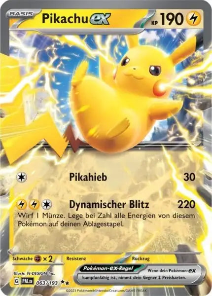 Pikachu ex 063/193 – Pokémon Entwicklungen in Paldea Karte