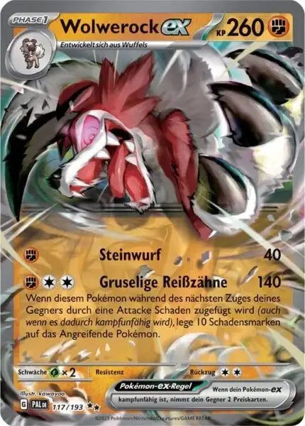 Wolwerock ex 117/193 – Pokémon Entwicklungen in Paldea Karte