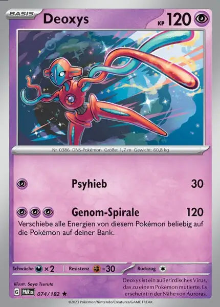Deoxys PAR DE 074/182 – Pokémon Paradoxrift Karte