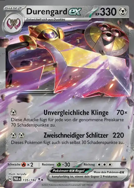 Durengard ex PAR DE 135/182 – Pokémon Paradoxrift Karte