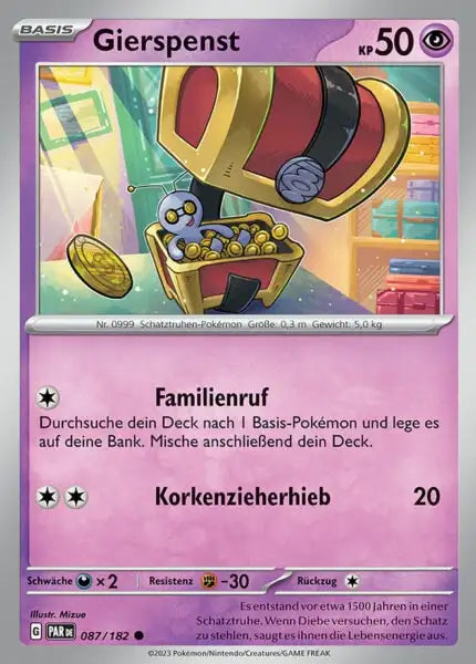Gierspenst PAR DE 087/182 – Pokémon Paradoxrift Karte