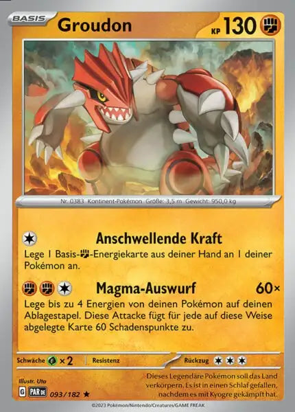 Groudon PAR DE 093/182 – Pokémon Paradoxrift Karte