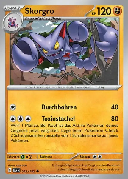 Skorgro PAR DE 092/182 – Pokémon Paradoxrift Karte
