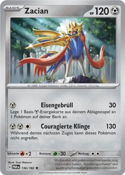 Zacian PAR DE 136/182 – Pokémon Paradoxrift Karte