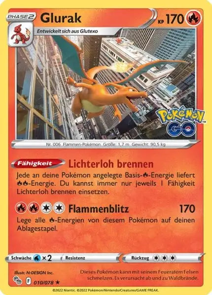 Glurak 010/078 – Pokémon Pokémon GO Karte