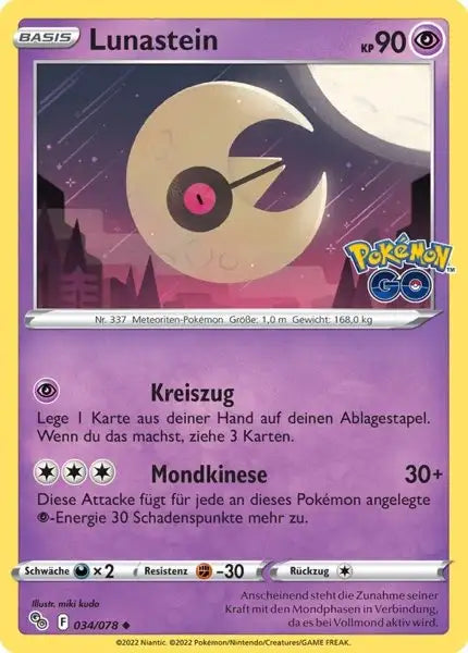 Lunastein 034/078 – Pokémon Pokémon GO Karte
