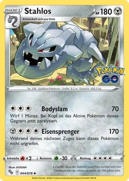 Stahlos 044/078 – Pokémon Pokémon GO Karte