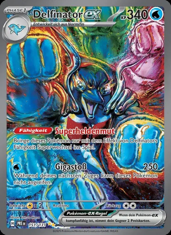 Delfinator ex 151/131 – Pokémon Prismatische Entwicklungen Karte