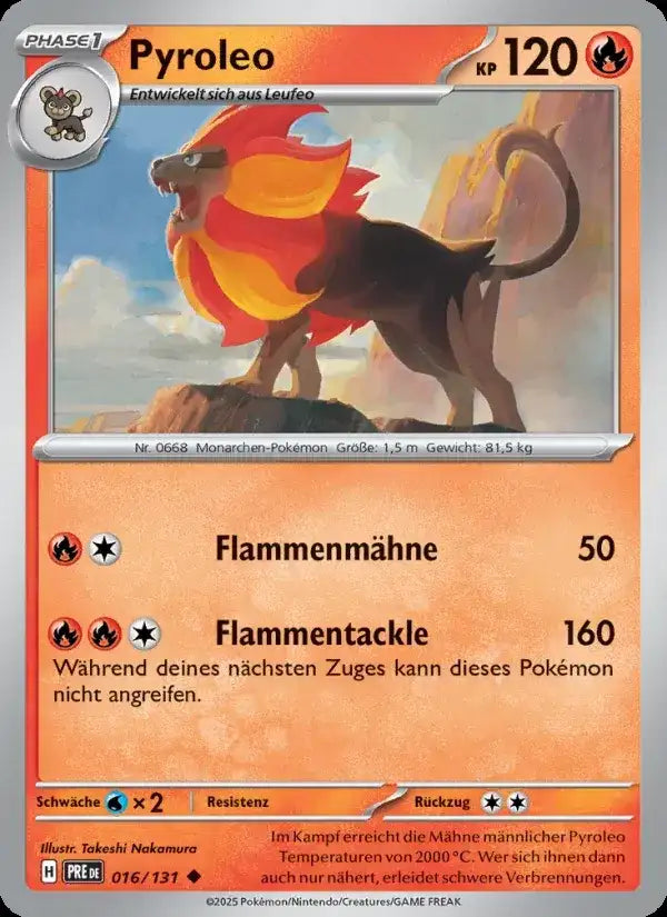 Pyroleo 016/131 – Pokémon Prismatische Entwicklungen Karte