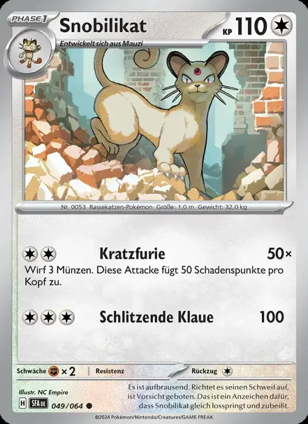 Snobilikat 049/064 – Pokémon Nebel der Sagen Karte