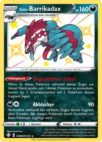 Galar Barrikadax SV080/SV122 – Pokémon Glänzendes Schicksal Karte