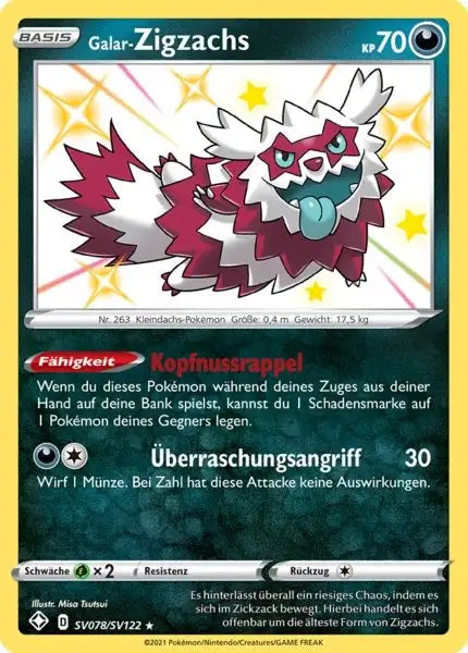 Galar Zigzachs SV078/SV122 – Pokémon Glänzendes Schicksal Karte