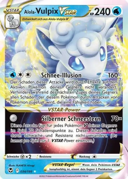 Alola Vulpix VSTAR 034/195 – Pokémon Silberne Sturmwinde Karte