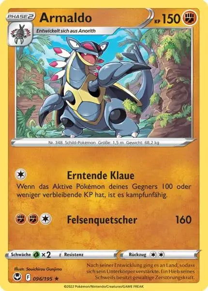 Armaldo 096/195 – Pokémon Silberne Sturmwinde Karte