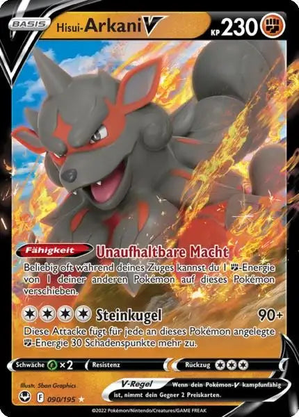 Hisui Arkani V 090/195 – Pokémon Silberne Sturmwinde Karte