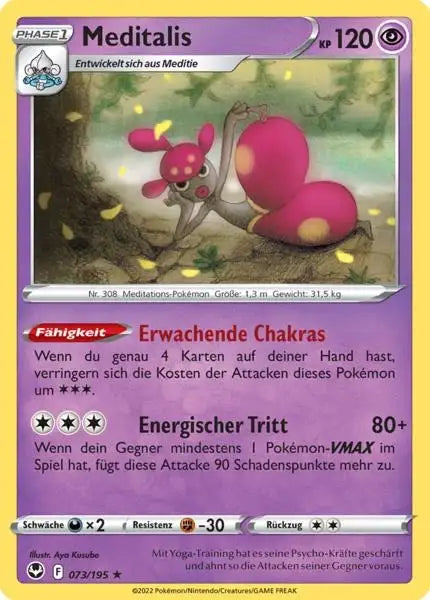 Meditalis 073/195 – Pokémon Silberne Sturmwinde Karte