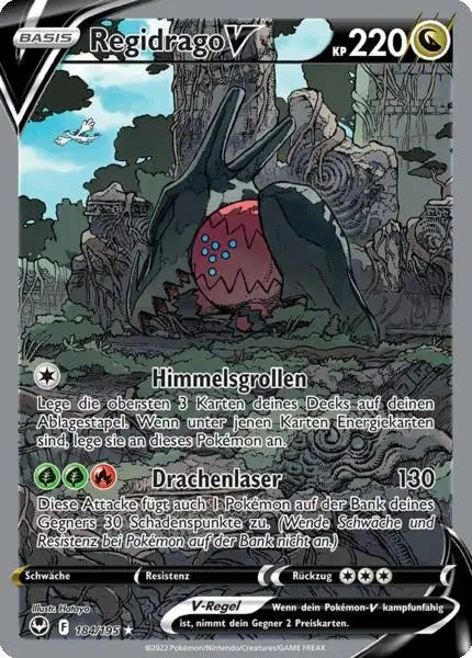 Regidrago V 184/195 – Pokémon Silberne Sturmwinde Karte