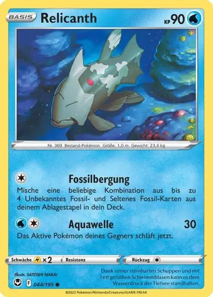 Relicanth 044/195 – Pokémon Silberne Sturmwinde Karte