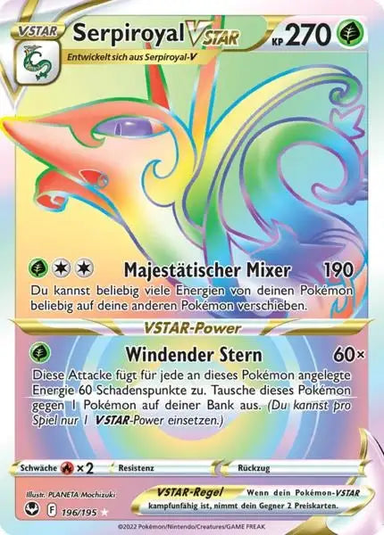 Serpiroyal VSTAR 196/195 – Pokémon Silberne Sturmwinde Karte