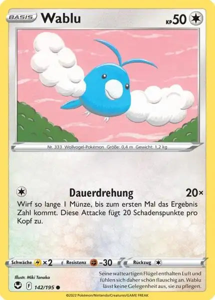 Wablu 142/195 – Pokémon Silberne Sturmwinde Karte
