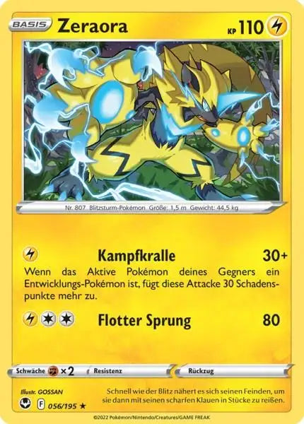 Zeraora 056/195 – Pokémon Silberne Sturmwinde Karte